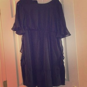 Black simple dress with ruffle sleeves